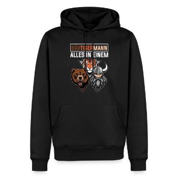 HOMME BARBU Viking barbe Homme Tigre Drôle - Sweat à capuche Premium bio Homme - noir - Devant - Nico (187cm)
