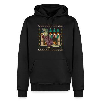 Dinosaurier Trex T-Rex Christmas Weihnachten Xmas - Männer Premium Bio Hoodie - Schwarz - Vorne - Nico (187cm)