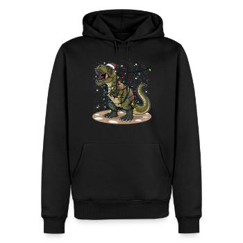 Dinosaure Noël Lumière Noël Noël - Sweat à capuche Premium bio Homme - noir - Devant - Nico (187cm)