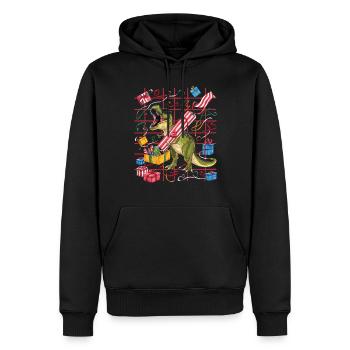 Dinosaurier Trex T-Rex Christmas Weihnachten Xmas - Männer Premium Bio Hoodie - Schwarz - Vorne - Nico (187cm)
