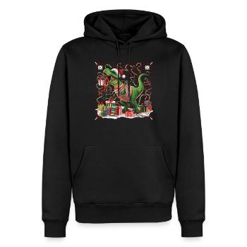 Dinosaurier Trex T-Rex Christmas Weihnachten Xmas - Männer Premium Bio Hoodie - Schwarz - Vorne - Nico (187cm)