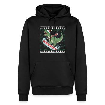 Dinosaurier Trex T-Rex Christmas Weihnachten Xmas - Männer Premium Bio Hoodie - Schwarz - Vorne - Nico (187cm)
