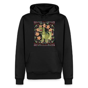 Dinosaurier Trex T-Rex Christmas Weihnachten Xmas - Männer Premium Bio Hoodie - Schwarz - Vorne - Nico (187cm)