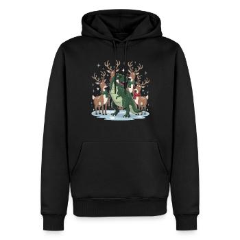 Dinosaurier Trex T-Rex Christmas Weihnachten Xmas - Männer Premium Bio Hoodie - Schwarz - Vorne - Nico (187cm)
