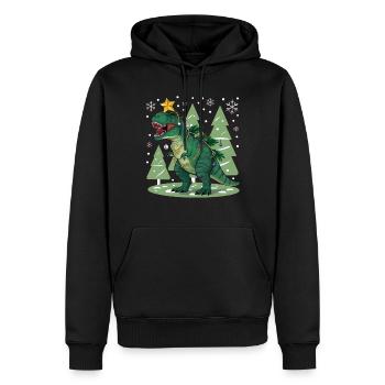 Dinosaurier Trex T-Rex Christmas Weihnachten Xmas - Männer Premium Bio Hoodie - Schwarz - Vorne - Nico (187cm)