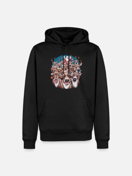 Rentier Reh Xmas Reindeer Christmas Weihnachten - Herre Premium økologisk hoodie - sort