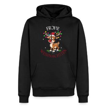Renne Cerf Noël Renne Noël - Sweat à capuche Premium bio Homme - noir - Devant - Nico (187cm)