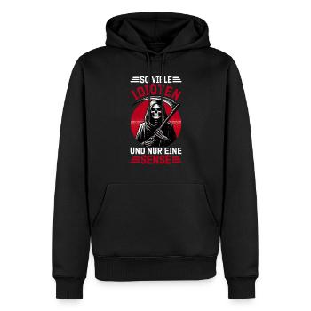 Tant d’idiots et juste une faux de sarcasme - Sweat à capuche Premium bio Homme - noir - Devant - Nico (187cm)