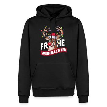 Renne Cerf Noël Renne Noël - Sweat à capuche Premium bio Homme - noir - Devant - Nico (187cm)