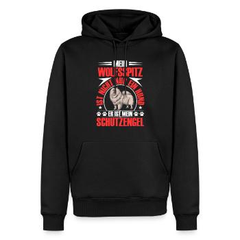 Wolfsspitz ist mein Schutzengel Keeshond - Männer Premium Bio Hoodie - Schwarz - Vorne - Nico (187cm)