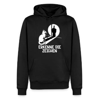 Erkenne die Zeichen Lustige Katze Schatten - Männer Premium Bio Hoodie - Schwarz - Vorne - Nico (187cm)