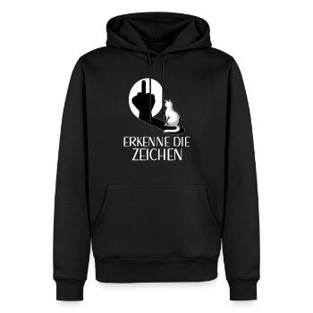 Erkenne die Zeichen Lustige Katze Schatten - Männer Premium Bio Hoodie - Schwarz - Vorne - Nico (187cm)