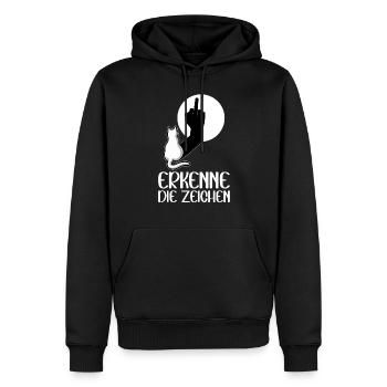 Erkenne die Zeichen Lustige Katze Schatten - Männer Premium Bio Hoodie - Schwarz - Vorne - Nico (187cm)