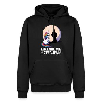 Erkenne die Zeichen Einhorn Schatten Lustiger - Männer Premium Bio Hoodie - Schwarz - Vorne - Nico (187cm)