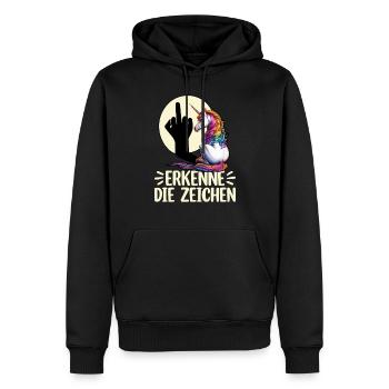 Erkenne die Zeichen Einhorn Schatten Lustiger - Männer Premium Bio Hoodie - Schwarz - Vorne - Nico (187cm)
