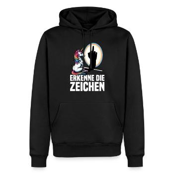Erkenne die Zeichen Einhorn Schatten Lustiger - Männer Premium Bio Hoodie - Schwarz - Vorne - Nico (187cm)
