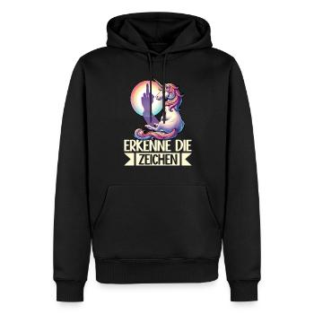 Erkenne die Zeichen Einhorn Schatten Lustiger - Männer Premium Bio Hoodie - Schwarz - Vorne - Nico (187cm)