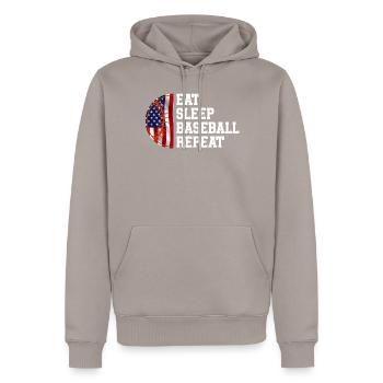 Baseball Sport Baseballspieler Pitcher Catcher USA - Männer Premium Bio Hoodie - Taupe - Vorne - Nico (187cm)