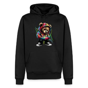 Hip Hop Teddybär Bunte Urban Rap Music - Männer Premium Bio Hoodie - Schwarz - Vorne - Nico (187cm)