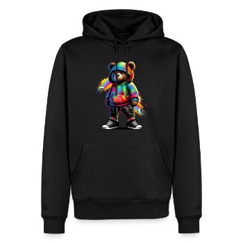 Hip Hop Teddybär Bunte Urban Rap Music - Männer Premium Bio Hoodie - Schwarz - Vorne - Nico (187cm)