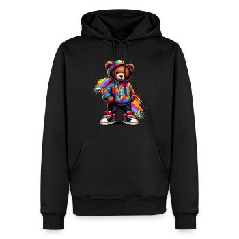 Hip Hop Teddybär Bunte Urban Rap Music - Männer Premium Bio Hoodie - Schwarz - Vorne - Nico (187cm)