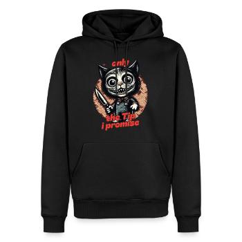 Drôle de chat ne disant que le pourboire Chat psycho - Sweat à capuche Premium bio Homme - noir - Devant - Nico (187cm)