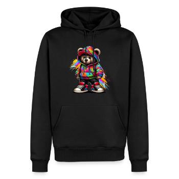 Hip Hop Teddybär Bunte Urban Rap Music - Männer Premium Bio Hoodie - Schwarz - Vorne - Nico (187cm)
