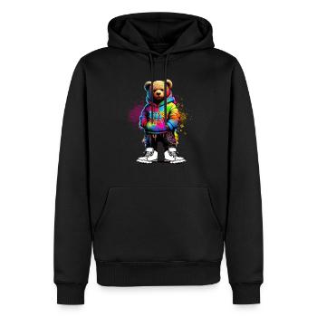 Hip Hop Teddybär Bunte Urban Rap Music - Männer Premium Bio Hoodie - Schwarz - Vorne - Nico (187cm)