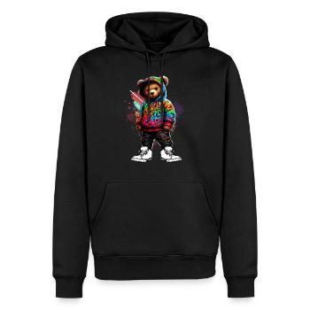 Hip Hop Teddybär Bunte Urban Rap Music - Männer Premium Bio Hoodie - Schwarz - Vorne - Nico (187cm)