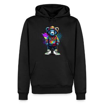 Hip Hop Teddybär Bunte Urban Rap Music - Männer Premium Bio Hoodie - Schwarz - Vorne - Nico (187cm)