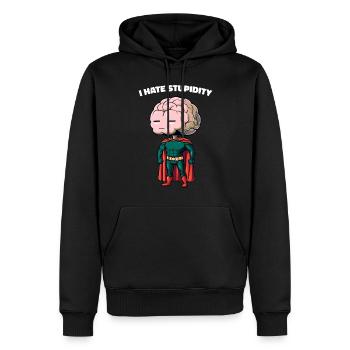 Je déteste la stupidité Sarcasme Dessin animé Cerveau Dessin animé - Sweat à capuche Premium bio Homme - noir - Devant - Nico (187cm)