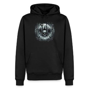 Squelette Crâne Rose Rétro Rose Lover Graphique - Sweat à capuche Premium bio Homme - noir - Devant - Nico (187cm)
