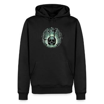 Squelette Crâne Rose Rétro Rose Lover Graphique - Sweat à capuche Premium bio Homme - noir - Devant - Nico (187cm)