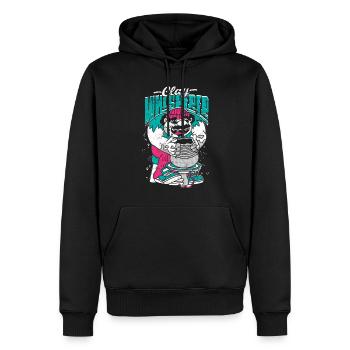 Poterie Poterie Poterie Argile Chuchoteur - Sweat à capuche Premium bio Homme - noir - Devant - Nico (187cm)