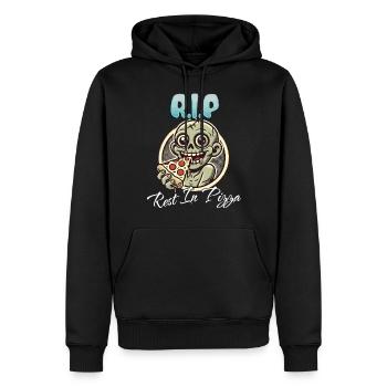 Rest In Pizza Lustiger Pizzaliebhaber Spruch - Männer Premium Bio Hoodie - Schwarz - Vorne - Nico (187cm)