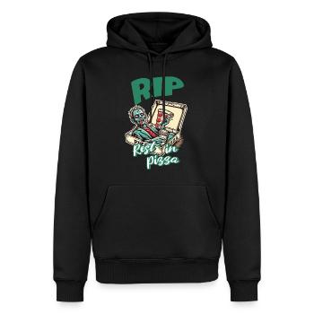 Spooky Lustiger Pizzaliebhaber Zombie - Männer Premium Bio Hoodie - Schwarz - Vorne - Nico (187cm)