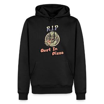 Rest In Pizza Lustiger Pizzaliebhaber Spruch - Männer Premium Bio Hoodie - Schwarz - Vorne - Nico (187cm)
