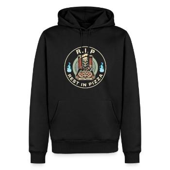 Rest In Pizza Lustiger Pizzaliebhaber Spruch - Männer Premium Bio Hoodie - Schwarz - Vorne - Nico (187cm)