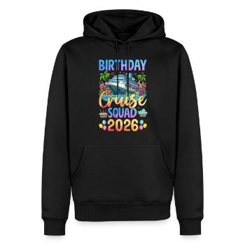 Anniversaire Croisière Squad 2026 - Sweat à capuche Premium bio Homme - noir - Devant - Nico (187cm)