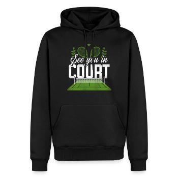 drôle joueur de tennis raquette jeu de mots voir - Sweat à capuche Premium bio Homme - noir - Devant - Nico (187cm)