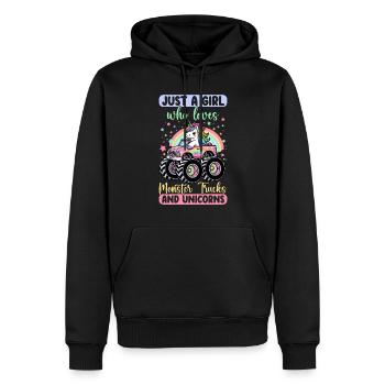 Monster Truck Einhorn Geburtstagsfeier Mädchen - Männer Premium Bio Hoodie - Schwarz - Vorne - Nico (187cm)