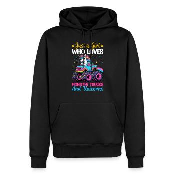 Monster Truck Einhorn Geburtstagsfeier Mädchen - Männer Premium Bio Hoodie - Schwarz - Vorne - Nico (187cm)