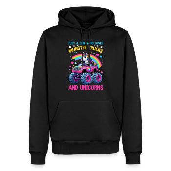 Monster Truck Einhorn Geburtstagsfeier Mädchen - Männer Premium Bio Hoodie - Schwarz - Vorne - Nico (187cm)