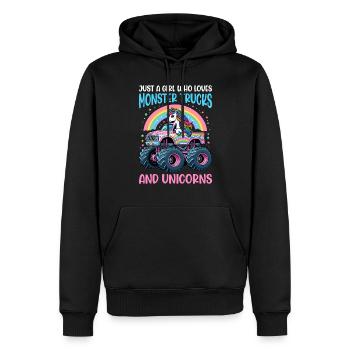 Monster Truck Einhorn Geburtstagsfeier Mädchen - Männer Premium Bio Hoodie - Schwarz - Vorne - Nico (187cm)