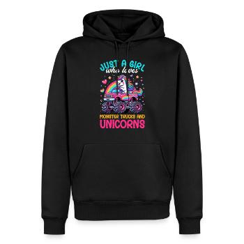 Monster Truck Einhorn Geburtstagsfeier Mädchen - Männer Premium Bio Hoodie - Schwarz - Vorne - Nico (187cm)