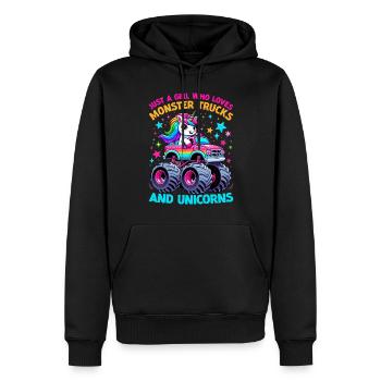 Monster Truck Einhorn Geburtstagsfeier Mädchen - Männer Premium Bio Hoodie - Schwarz - Vorne - Nico (187cm)