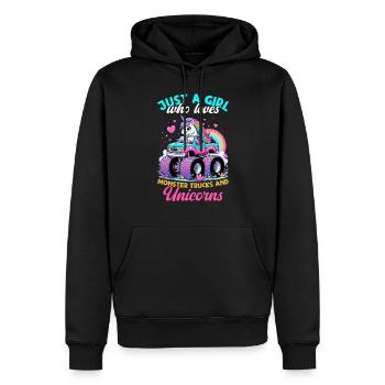 Monster Truck Einhorn Geburtstagsfeier Mädchen - Männer Premium Bio Hoodie - Schwarz - Vorne - Nico (187cm)