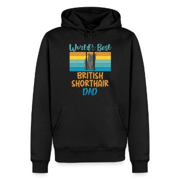British Shorthair Gifts - Männer Premium Bio Hoodie - Schwarz - Vorne - Nico (187cm)