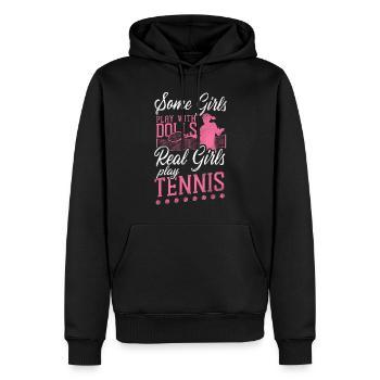 Drôle de joueur de tennis raquette fille - Sweat à capuche Premium bio Homme - noir - Devant - Nico (187cm)