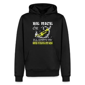 Trumpet Be Nice Or I'll Empty My Spit Valve On You - Men’s Premium Organic Hoodie - black - Front - Nico (187cm)